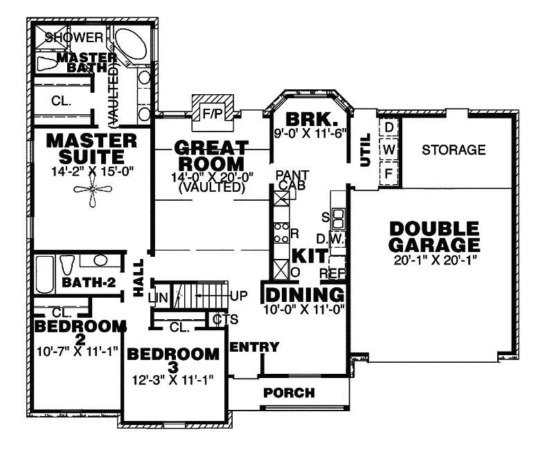 Country House Plan First Floor - Chapel Place Ranch Home 025D-0007 - Search House Plans and More