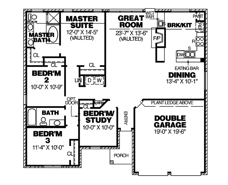 Country House Plan First Floor - Adamsville Country Ranch Home 025D-0009 - Search House Plans and More