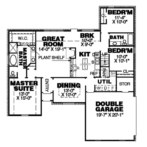 Ranch House Plan First Floor - Watson Creek Traditional Home 025D-0010 - Shop House Plans and More