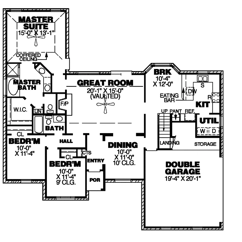 Ranch House Plan First Floor - Elmore Ranch Home 025D-0011 - Search House Plans and More