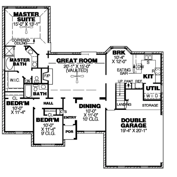 European House Plan First Floor - Elmore Ranch Home 025D-0011 - Search House Plans and More