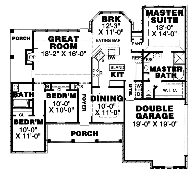Country House Plan First Floor - Britton Hill Ranch Home 025D-0013 - Search House Plans and More