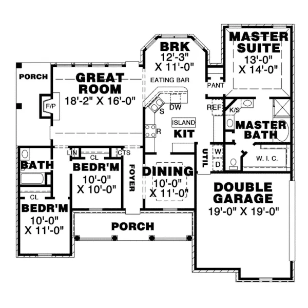 Traditional House Plan First Floor - Britton Hill Ranch Home 025D-0013 - Search House Plans and More