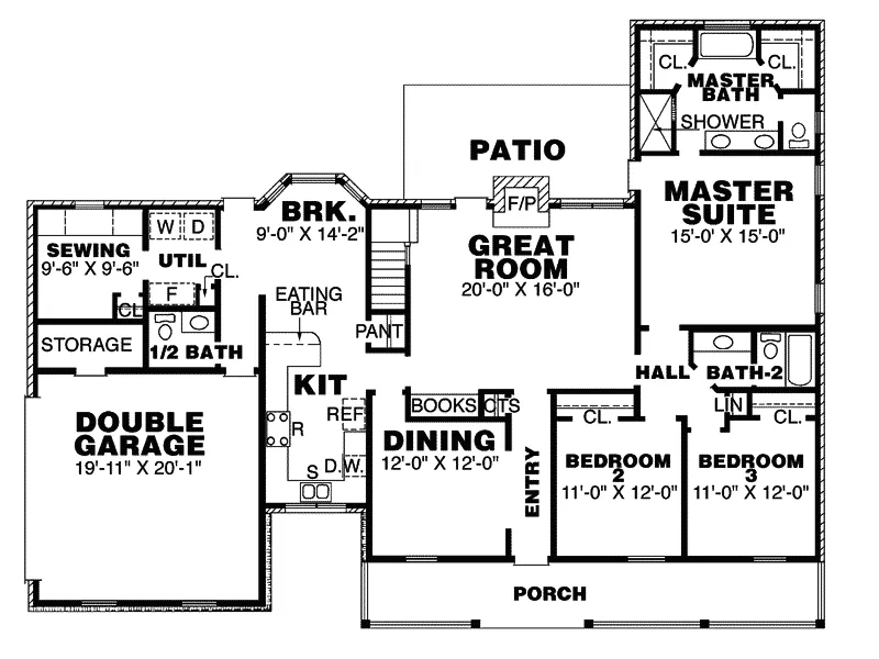 Traditional House Plan First Floor - Haversport Southern Country Home 025D-0019 - Search House Plans and More