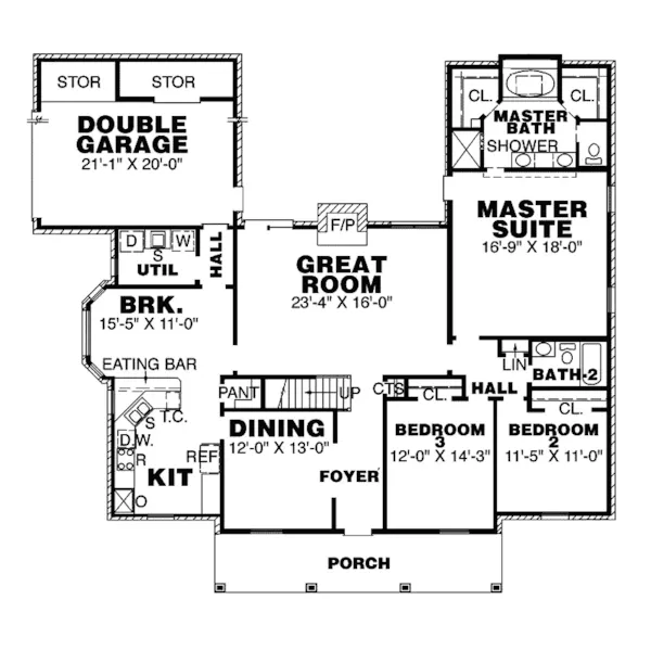 Traditional House Plan First Floor - Scotland Ranch Home 025D-0024 - Shop House Plans and More