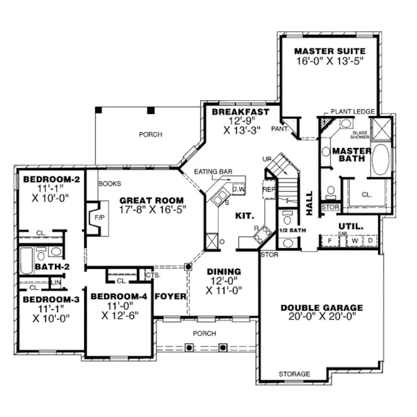 Ranch House Plan First Floor - Summerdell European Home 025D-0025 - Shop House Plans and More