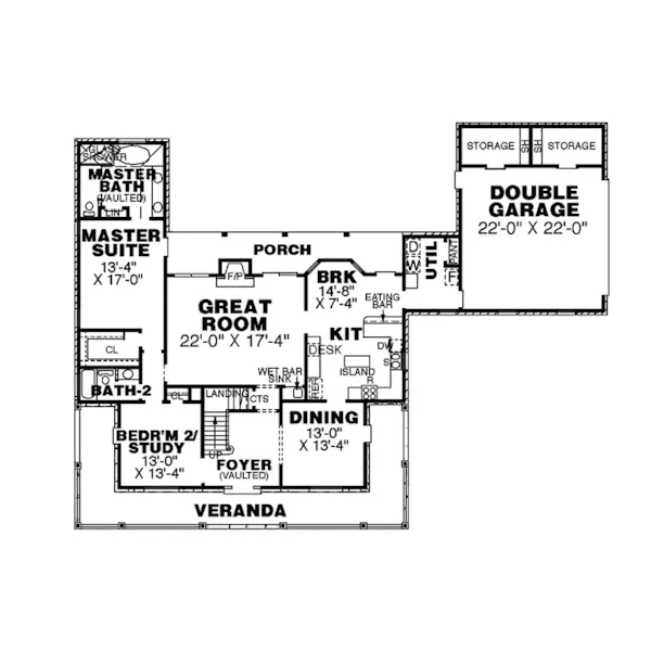 Traditional House Plan First Floor - Reynolds Country Home 025D-0035 - Shop House Plans and More