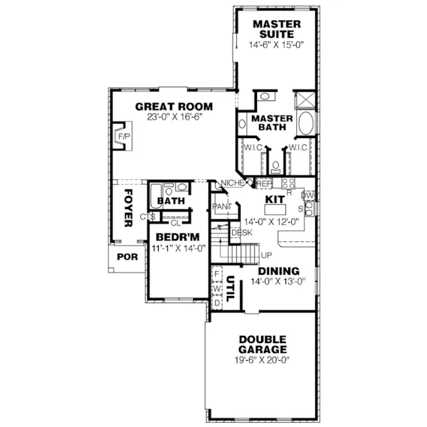 Traditional House Plan First Floor - Sapelo Park Ranch Home 025D-0036 - Shop House Plans and More