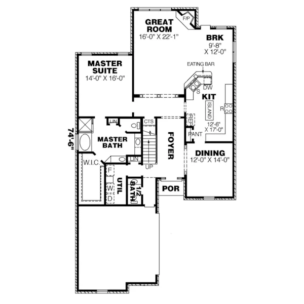 Traditional House Plan First Floor - Solway Traditional Ranch Home 025D-0038 - Shop House Plans and More