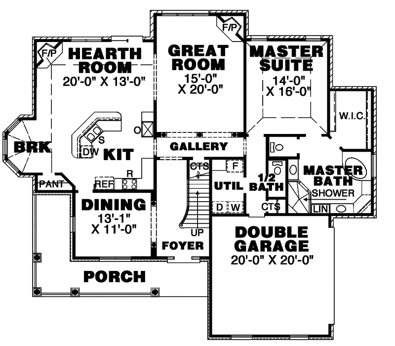 Southern House Plan First Floor - Claremont Farm Country Home 025D-0045 - Search House Plans and More