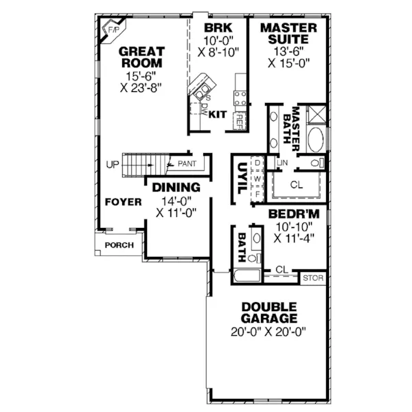 Southern House Plan First Floor - Barrington French Style Home 025D-0046 - Search House Plans and More