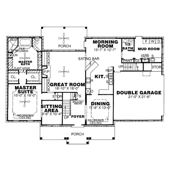 Georgian House Plan First Floor - Richmond Valley Colonial Home 025D-0055 - Shop House Plans and More