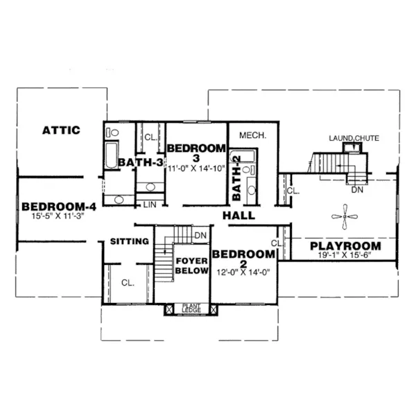 Georgian House Plan Second Floor - Richmond Valley Colonial Home 025D-0055 - Shop House Plans and More