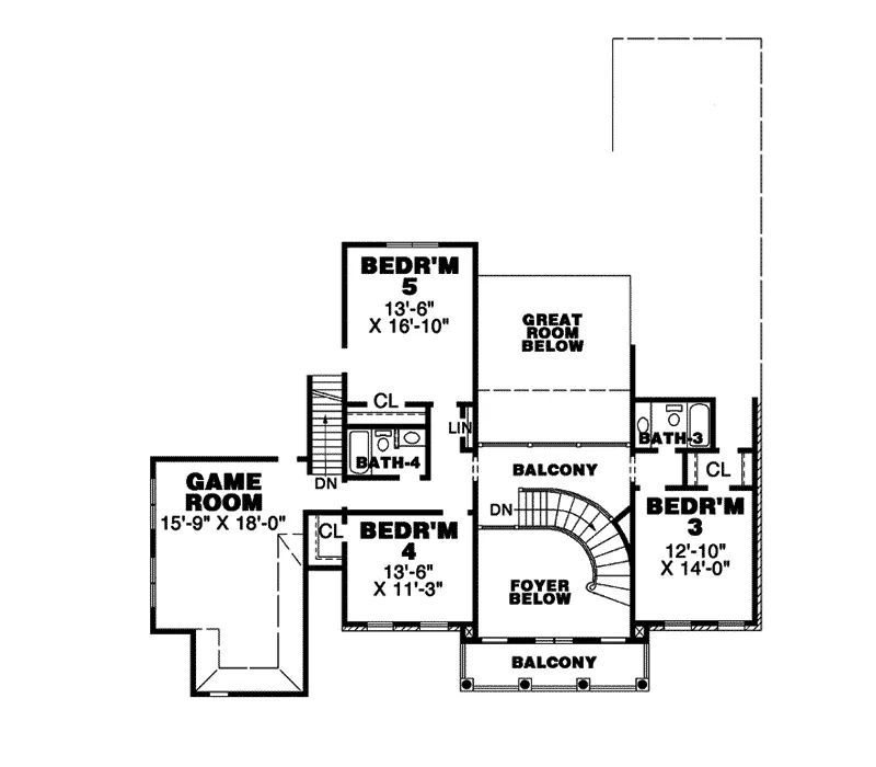 Country House Plan Second Floor - McCain Greek Revival Home 025D-0058 - Shop House Plans and More