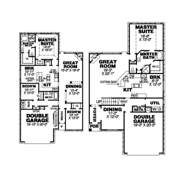 Multi-Family House Plan First Floor - Thorncreek Traditional Duplex 025D-0063 - Shop House Plans and More