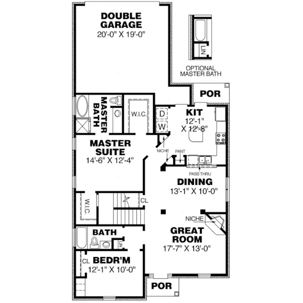 Traditional House Plan First Floor - Riverbluff Traditional Home 025D-0070 - Shop House Plans and More