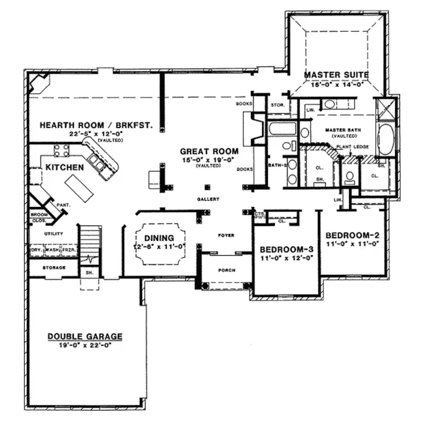 Traditional House Plan First Floor - Rolling Hill Southern Home 025D-0076 - Shop House Plans and More