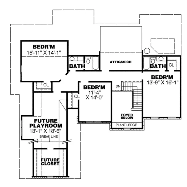 Greek Revival House Plan Second Floor - Holley House Southern Home 025D-0085 - Search House Plans and More