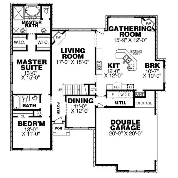 Tudor House Plan First Floor - Dayville Traditional Tudor Home 025D-0092 - Search House Plans and More