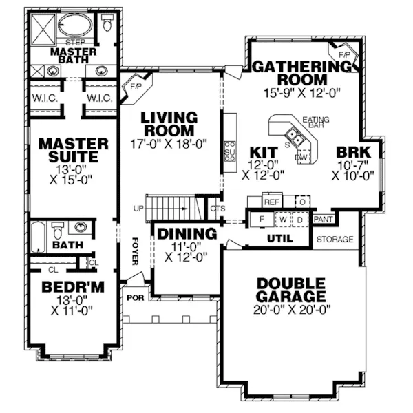 Rustic House Plan First Floor - Cassidy Hill Tudor Style Home 025D-0093 - Search House Plans and More