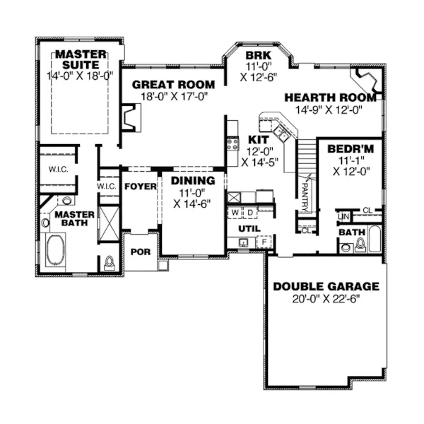 Country French House Plan First Floor - Flanders Pass European Home 025D-0098 - Search House Plans and More