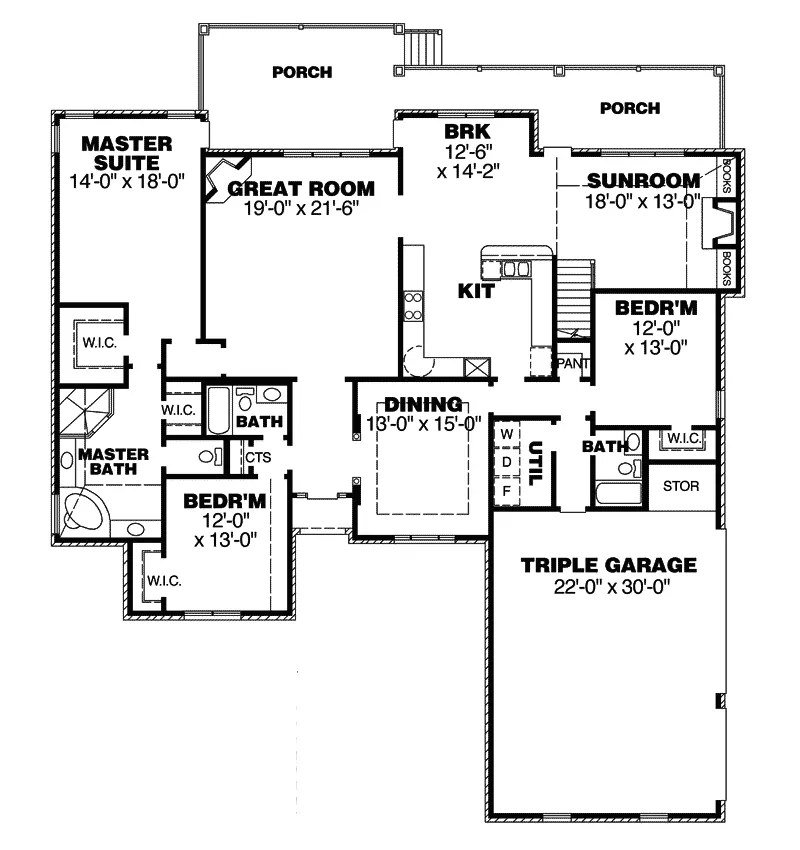 Shingle House Plan First Floor - Candlewood Traditional Home 025D-0102 - Search House Plans and More