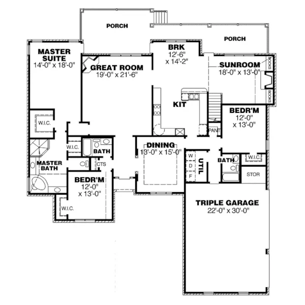 Craftsman House Plan First Floor - Candlewood Traditional Home 025D-0102 - Search House Plans and More