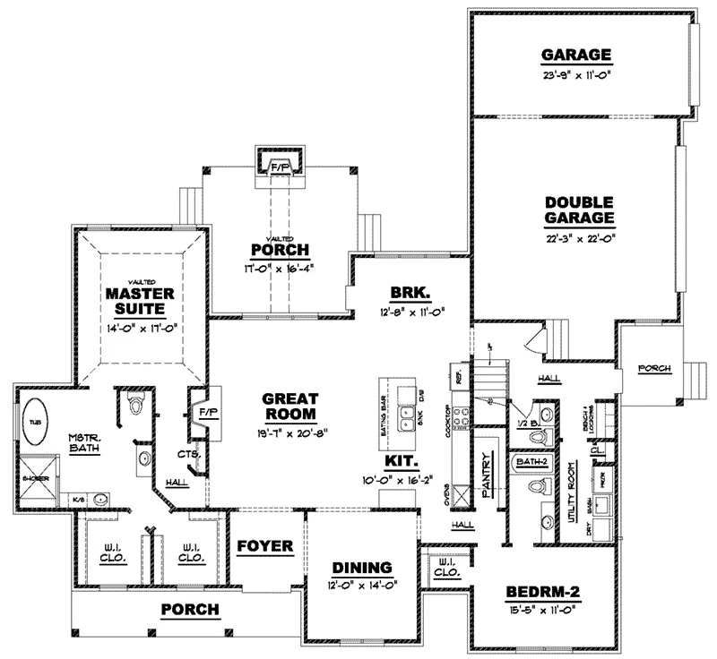 Farmhouse Plan First Floor - Berg Crossing Traditional Home 025D-0105 - Search House Plans and More