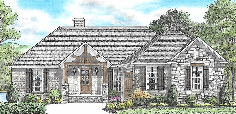 Rustic House Plan Front of Home - Parson Creek Craftsman Home 025D-0107 - Shop House Plans and More