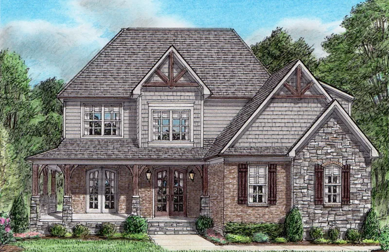 European House Plan Front of Home - Barker Woods Craftsman Home 025D-0111 - Search House Plans and More