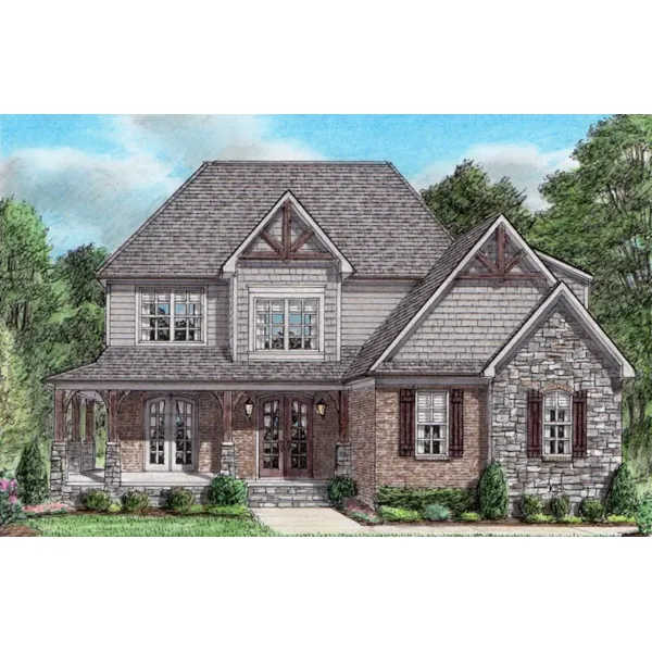 Arts & Crafts House Plan Front of Home - Barker Woods Craftsman Home 025D-0111 - Search House Plans and More