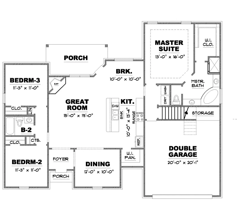 Ranch House Plan First Floor - Rompelle Place European Home 025D-0114 - Shop House Plans and More