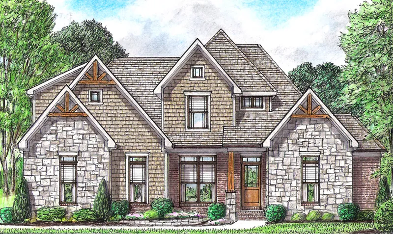 Country French House Plan Front of Home - Wyndcrest Craftsman Home 025D-0115 - Shop House Plans and More