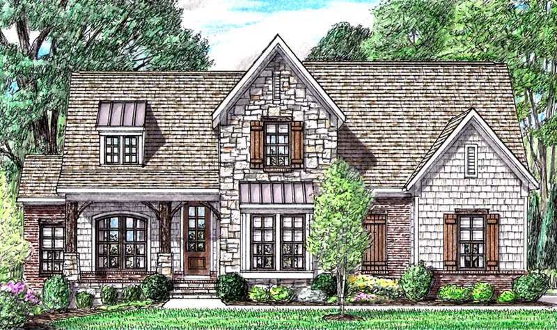 Country French House Plan Front of Home - Larimore Path Craftsman Home 025D-0116 - Shop House Plans and More