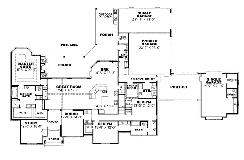 Country French House Plan First Floor - Corsica Chase European Home 025D-0118 - Search House Plans and More