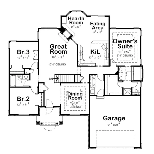 Ranch House Plan First Floor - Knollcrest Traditional Home 026D-0112 - Search House Plans and More