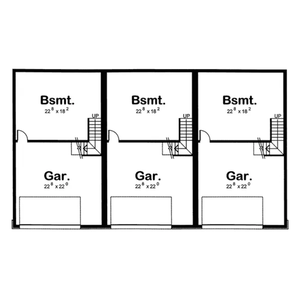 Multi-Family House Plan Lower Level Floor - Willow Grove Two-Story Triplex 026D-0147 - Shop House Plans and More