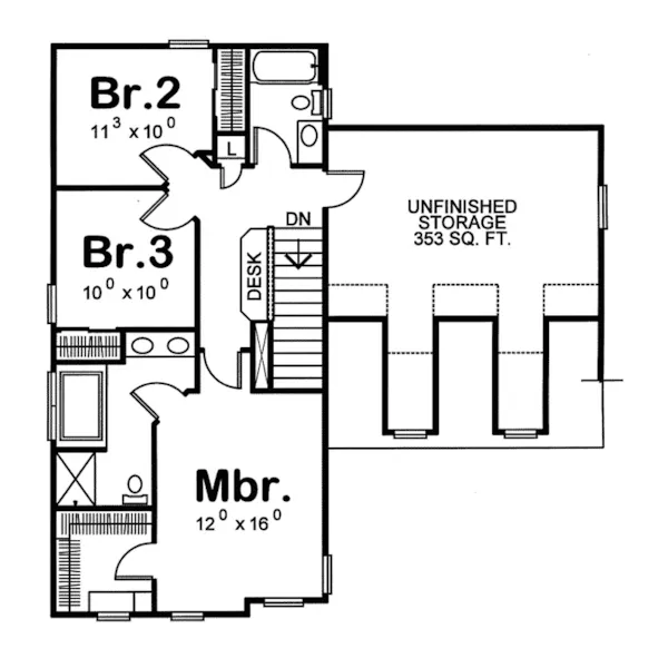 Neoclassical House Plan Second Floor - Cool Spring Craftsman Home 026D-0162 - Search House Plans and More