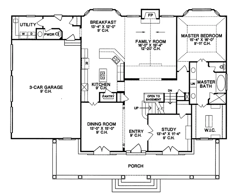 Traditional House Plan First Floor - Dublin Hill Rustic Country Home 026D-0164 - Search House Plans and More