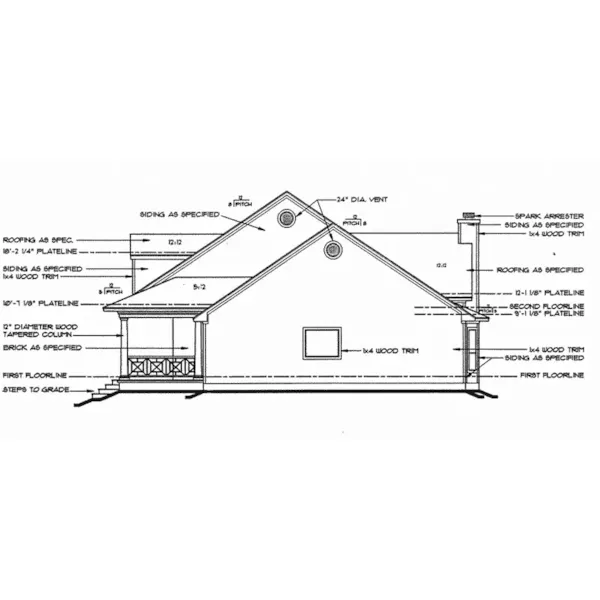 Craftsman House Plan Right Elevation - Dublin Hill Rustic Country Home 026D-0164 - Search House Plans and More