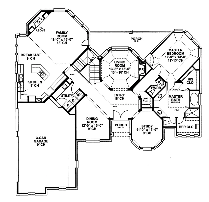 Victorian House Plan First Floor - Mendenhall European Luxury Home 026D-0175 - Shop House Plans and More