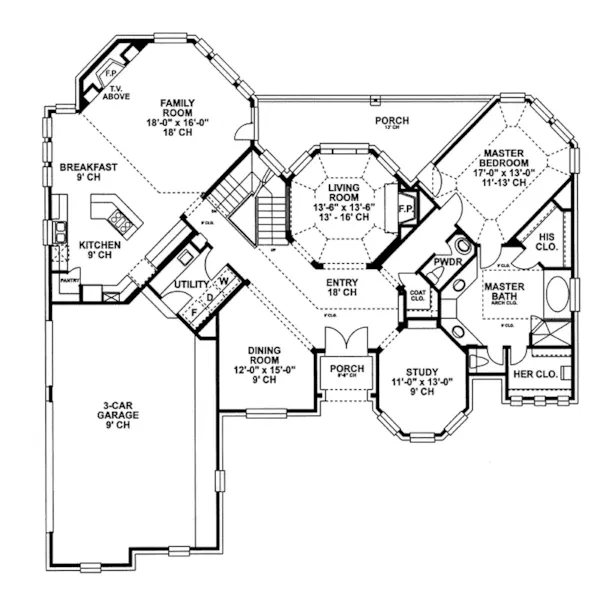 Victorian House Plan First Floor - Mendenhall European Luxury Home 026D-0175 - Shop House Plans and More