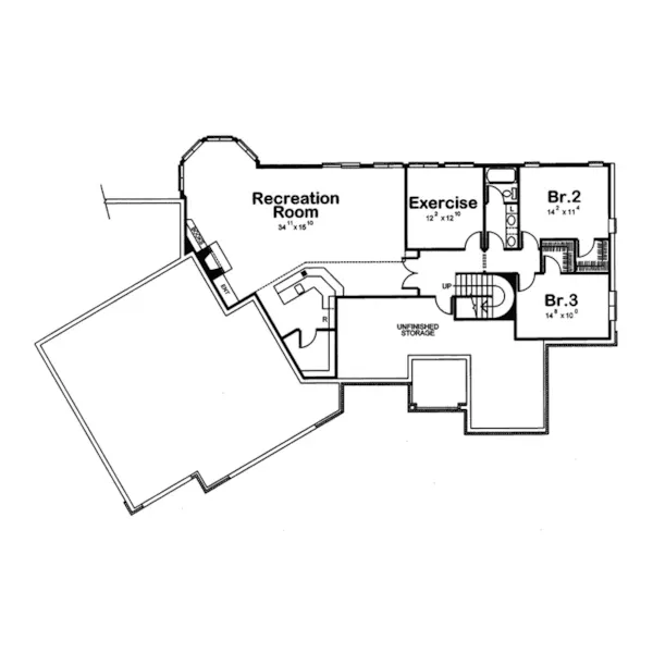 Ranch House Plan Lower Level Floor - Brackenville Ranch Home 026D-0193 - Search House Plans and More