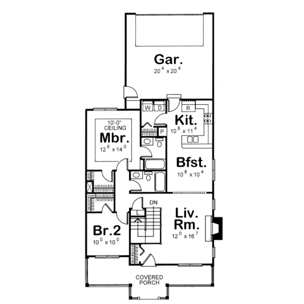 Ranch House Plan First Floor - Mifflin Bend Cottage Home 026D-0202 - Shop House Plans and More