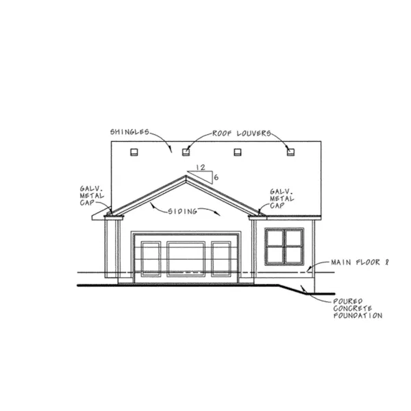 Ranch House Plan Rear Elevation - Mifflin Bend Cottage Home 026D-0202 - Shop House Plans and More