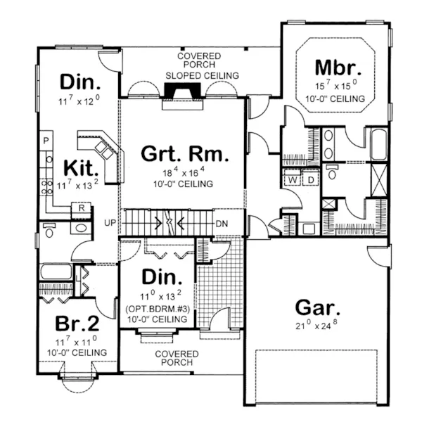 Ranch House Plan First Floor - Banbridge Way Ranch Home 026D-0203 - Search House Plans and More