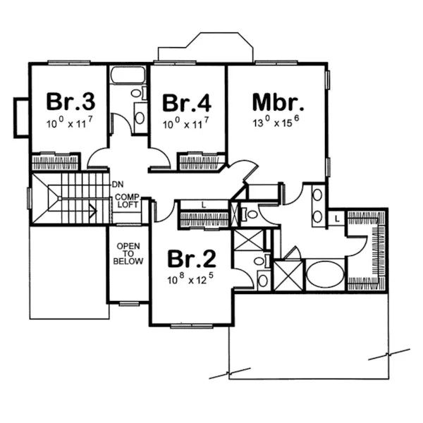 Traditional House Plan Second Floor - Swanson Country Home 026D-0215 - Shop House Plans and More