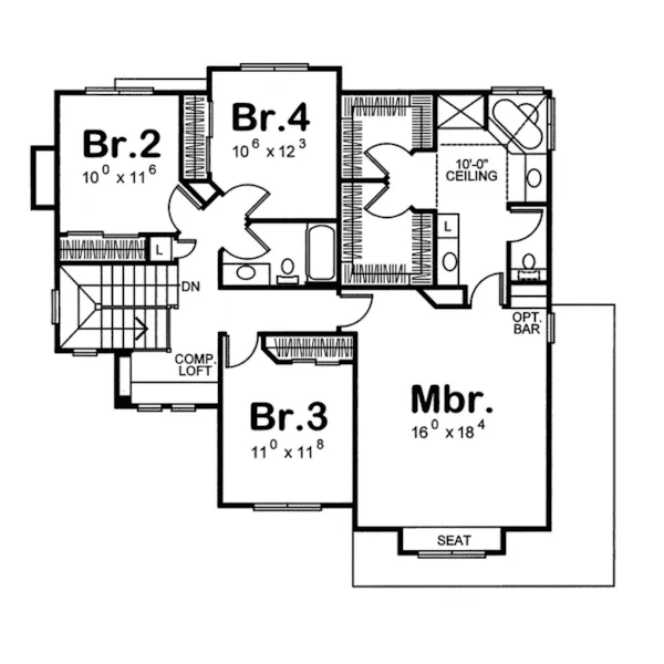 Craftsman House Plan Second Floor - Meridian Creek Craftsman Home 026D-0217 - Shop House Plans and More