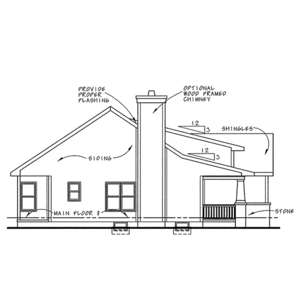 Arts & Crafts House Plan Left Elevation - Perryville Ranch Home 026D-0219 - Shop House Plans and More