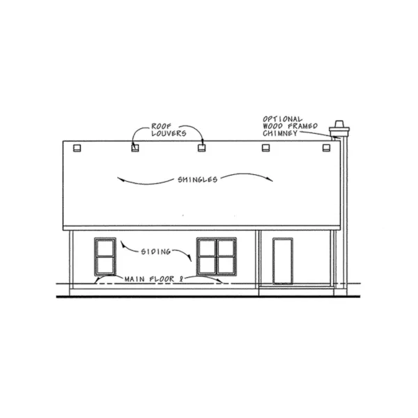 Arts & Crafts House Plan Rear Elevation - Perryville Ranch Home 026D-0219 - Shop House Plans and More